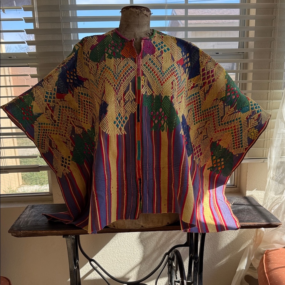 Vintage handmade embroidered poncho top